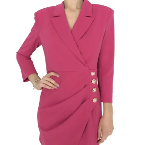 ABITO CORTO FUCSIA CON GONNA A PIEGHE