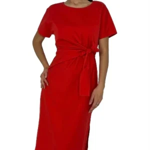 ABITO DONNA CORALLO CON FIOCCO IN VITA