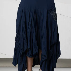 Gonna in crepe blu notte