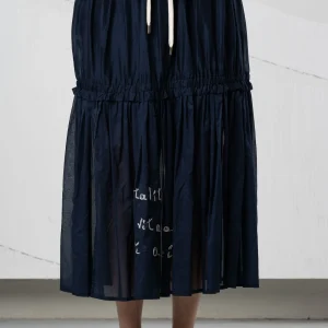 Gonna midi in cotone blu notte