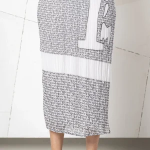 Gonna lunga bianca con stampa nera