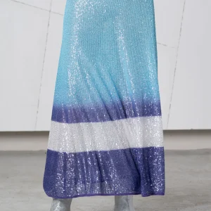 Gonna degradè turchese e viola in paillettes