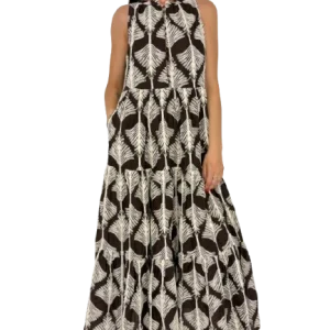 ABITO DONNA MARRONE A FANTASIA 100% COTONE