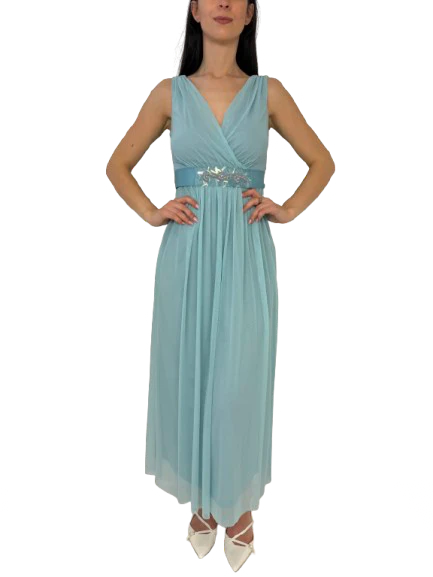 ABITO DONNA AZZURRO IN TULLE - immagine 2