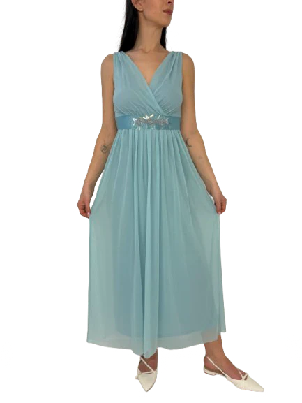 ABITO DONNA AZZURRO IN TULLE - immagine 3