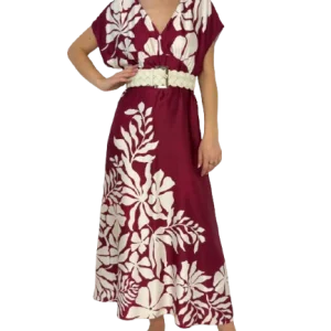 ABITO DONNA BORDEAUX FANTASIA FLOREALE