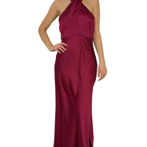 ABITO DONNA BORDEAUX IN RASO