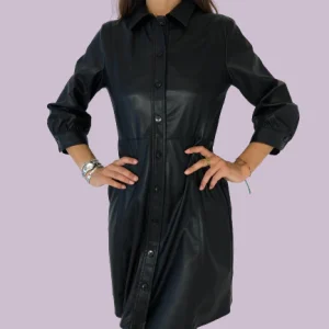 ABITO DONNA CORTO IN ECO-PELLE CHEMISIER