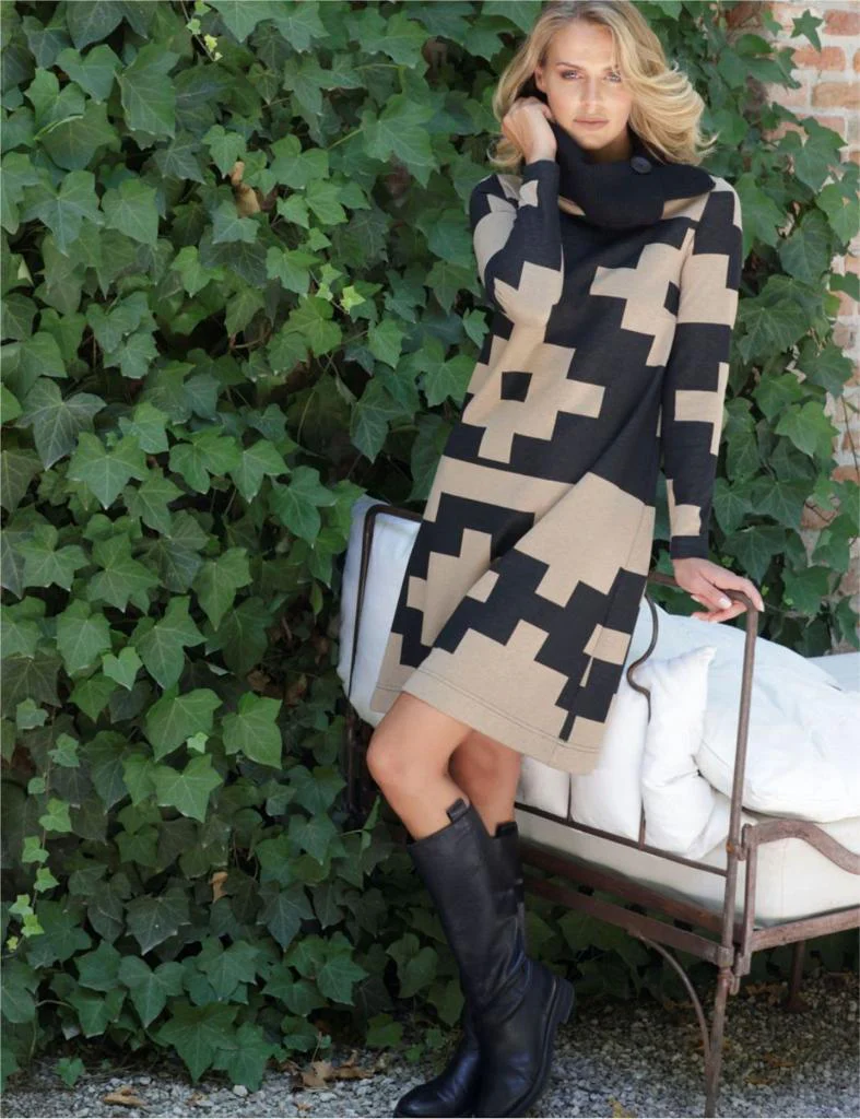 ABITO CORTO IN FANTASIA CON COLLO ALTO - immagine 2