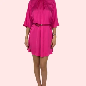 ABITO CORTO DONNA FUCSIA CON CINTURA