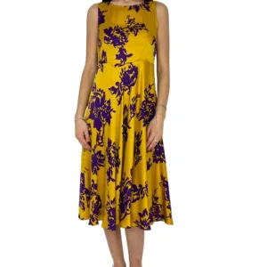 ABITO CORTO GIALLO SENAPE FANTASIA FLOREALE