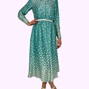 ABITO LUNGO CHEMISIER AZZURRO FANTASIA A POIS