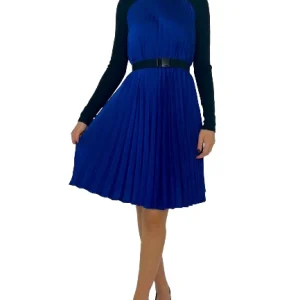 ABITO DONNA BLU ELETTRICO/NERO CON CINTURA