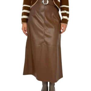 GONNA DONNA MARRONE CON CINTURA IN VITA